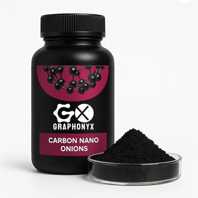 Graphonyx Carbon Nano Onions powder bottle and sample dish